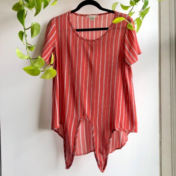 Final Touch Striped Tie-Front High Low Top - Picture 3 of 7